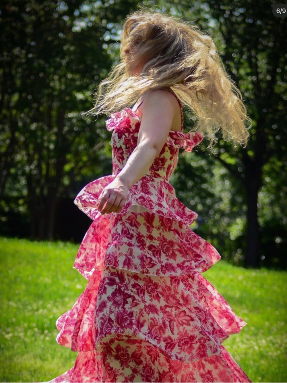 Aakaa Pink Floral Tiered Maxi Dress - Picture 3 of 7